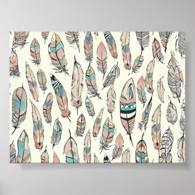 Póster Patrón de plumas bohemias (Frente)