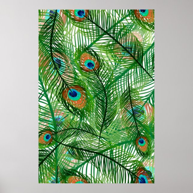 Póster patrón de plumas de pavo real (Frente)