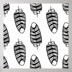 Póster Patrón de plumas de rayas de aves. Patrón sin inco