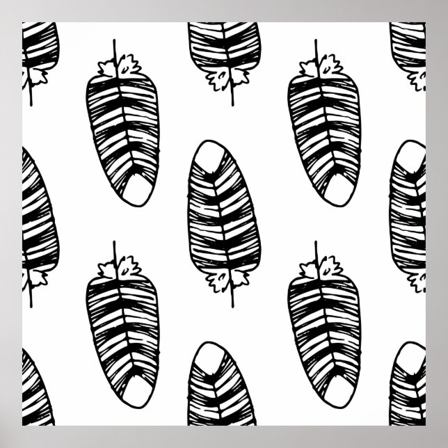 Póster Patrón de plumas de rayas de aves. Patrón sin inco (Frente)