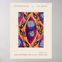 Póster Patrón de pochoir de flores en Art Nouveau