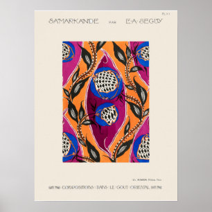 Póster Patrón de pochoir de flores en Art Nouveau
