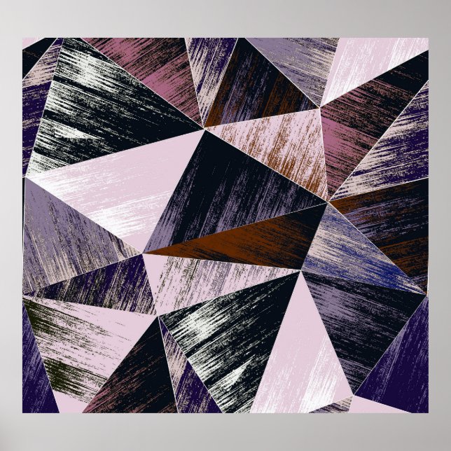 Póster Patrón de polígono abstracto, triángulos coloridos (Frente)