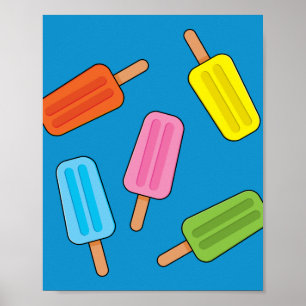 Póster Patrón de Popsicles Coloridos