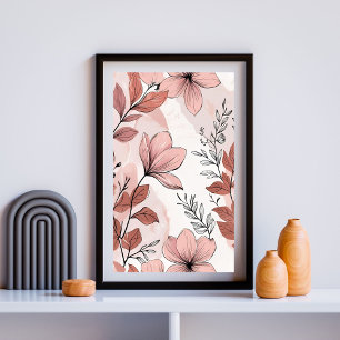 Póster Patrón de prado rosado