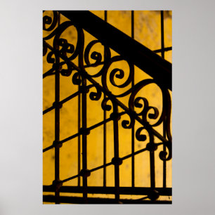 Póster Patrón de puerta de hierro en amarillo, Cuba