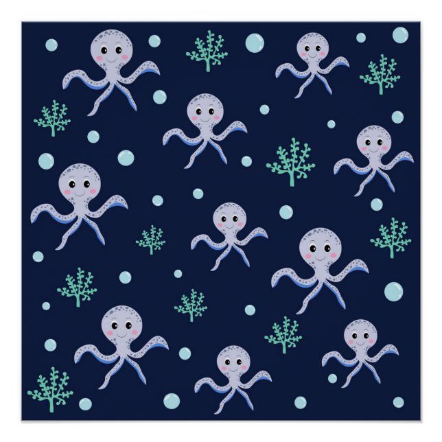Póster Patrón de Pulpo Adorable (Anverso)