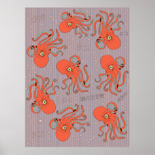 Póster Patrón de Pulpo Japonés