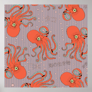 Póster Patrón de pulpo japonés