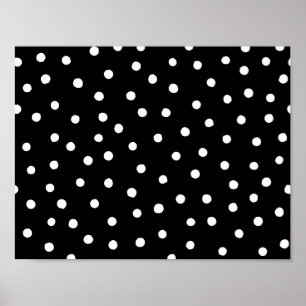 Póster Patrón De Puntos De Confetti Negro Y Blanco