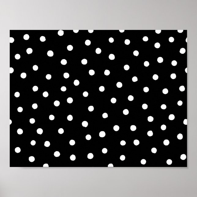 Póster Patrón De Puntos De Confetti Negro Y Blanco (Frente)