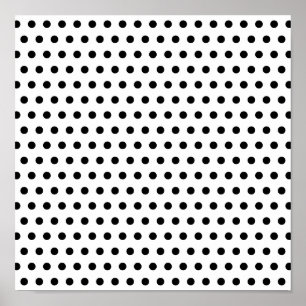 Póster Patrón de puntos de polka blanco y negro. Delicios