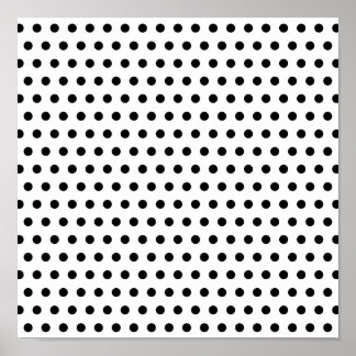 Póster Patrón de puntos de polka blanco y negro. Delicios