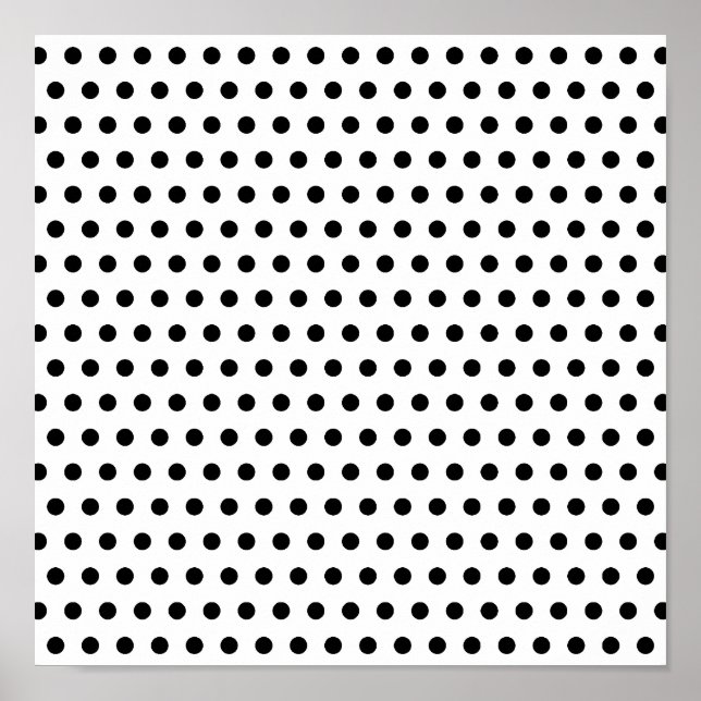 Póster Patrón de puntos de polka blanco y negro. Delicios (Frente)