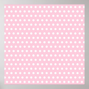 Póster Patrón de puntos de polka rosa y blanco.