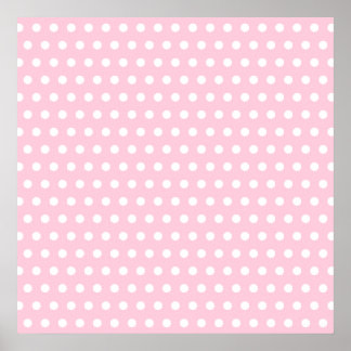 Póster Patrón de puntos de polka rosa y blanco.
