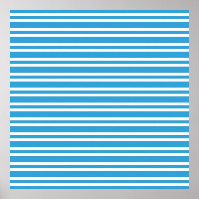 Póster Patrón de rayas blancas y azules (Frente)