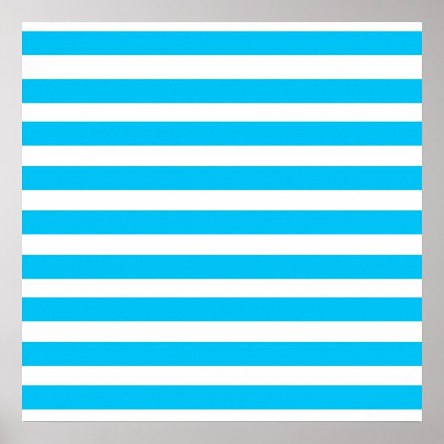 Póster Patrón de rayas blancas y turquesa azul verde azul (Frente)