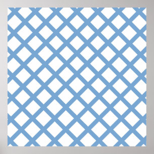 Póster Patrón de rayas de diamante azul de Harlequin blan