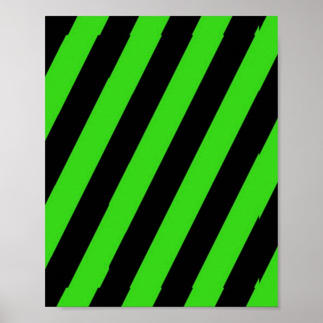 Póster Patrón de rayas diagonales verdes y negros (Frente)
