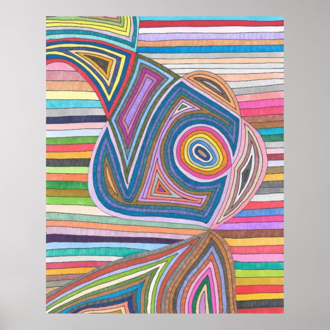 Póster Patrón de rayas geométricas abstractas vibrantes (Frente)