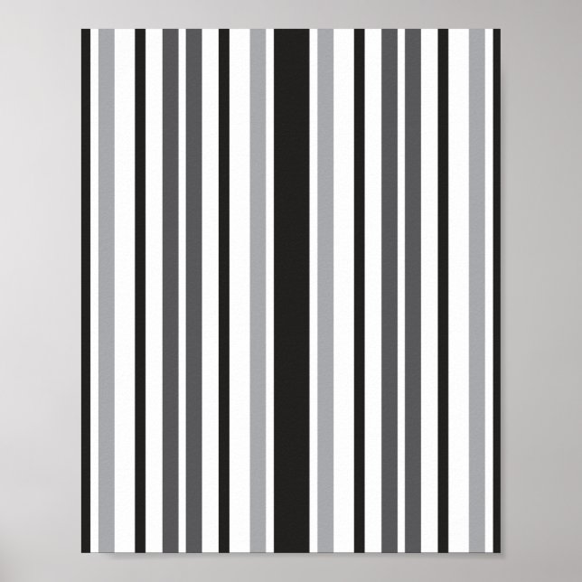 Póster Patrón de rayas grises blancas negras (Frente)