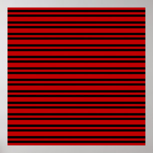 Póster Patrón de Rayas Rojas y Negras