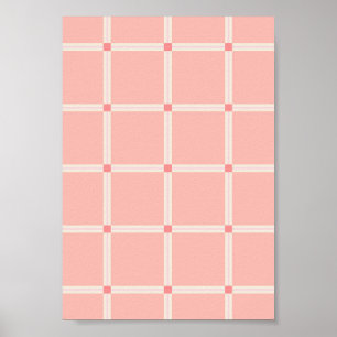 Póster Patrón de rejilla rosa suave con acento de coral