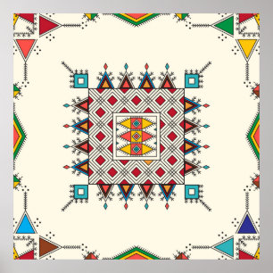 Póster Patrón de repetición geométrica decorativa inspira