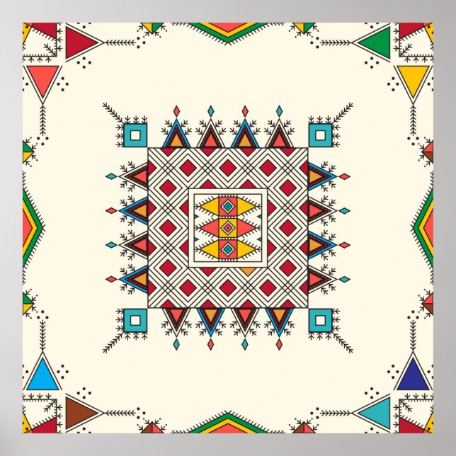 Póster Patrón de repetición geométrica decorativa inspira (Frente)