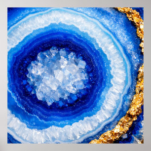 Póster Patrón de resina de geoda de oro azul