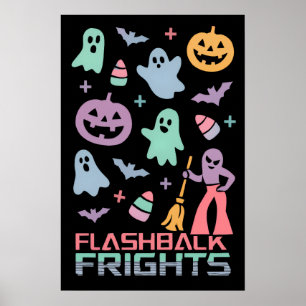 Póster Patrón de Restro Halloween   Años 80