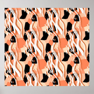 Póster Patrón de resumen de color blanco negro.