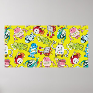 Póster patrón de robot transparente