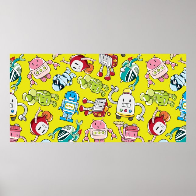 Póster patrón de robot transparente (Frente)