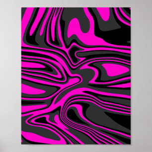Póster Patrón de rotación rosa y negro abstracto