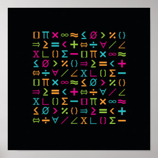 Póster Patrón de Rótulos y símbolos matemáticos modernos