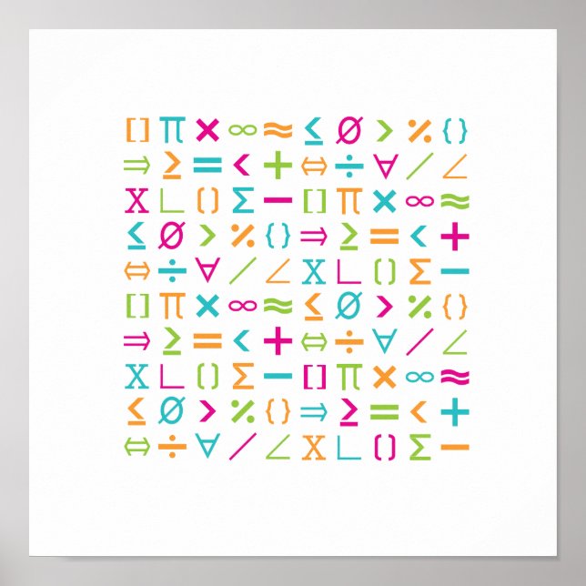 Póster Patrón de Rótulos y símbolos matemáticos modernos (Frente)