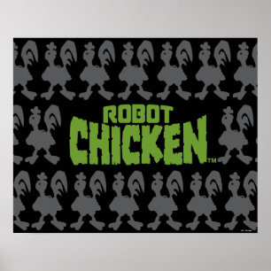 Póster Patrón de silueta de pollo de Robot