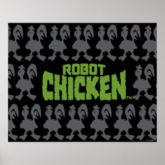 Póster Patrón de silueta de pollo de Robot