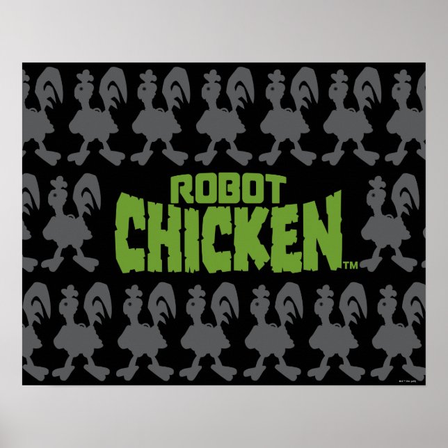 Póster Patrón de silueta de pollo de Robot (Frente)