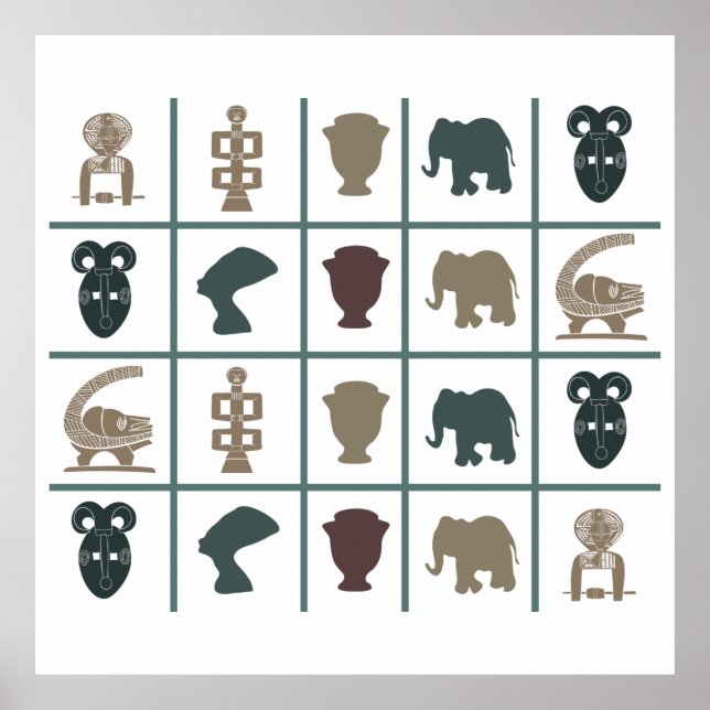 Póster patrón de símbolos coloridos africanos (Frente)