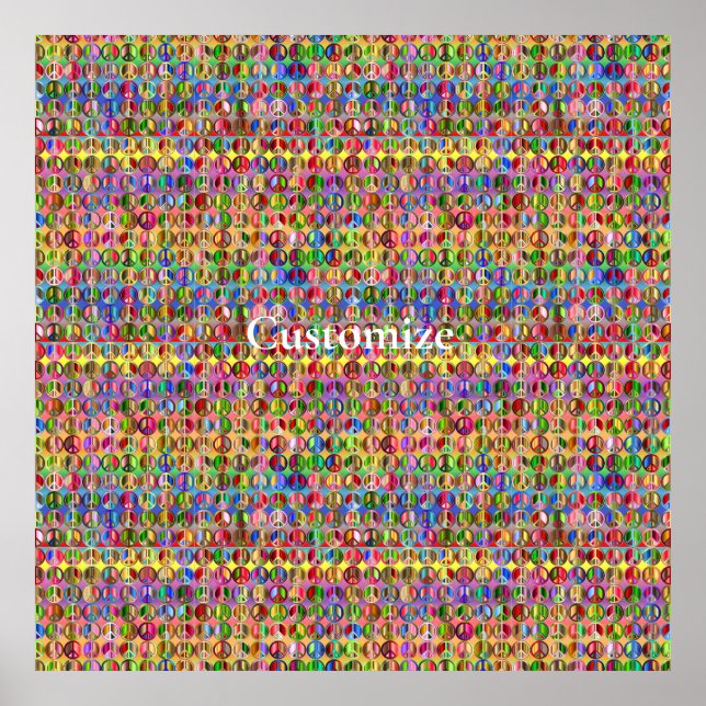 Póster Patrón de símbolos de paz multicolor Thunder_Cove (Frente)