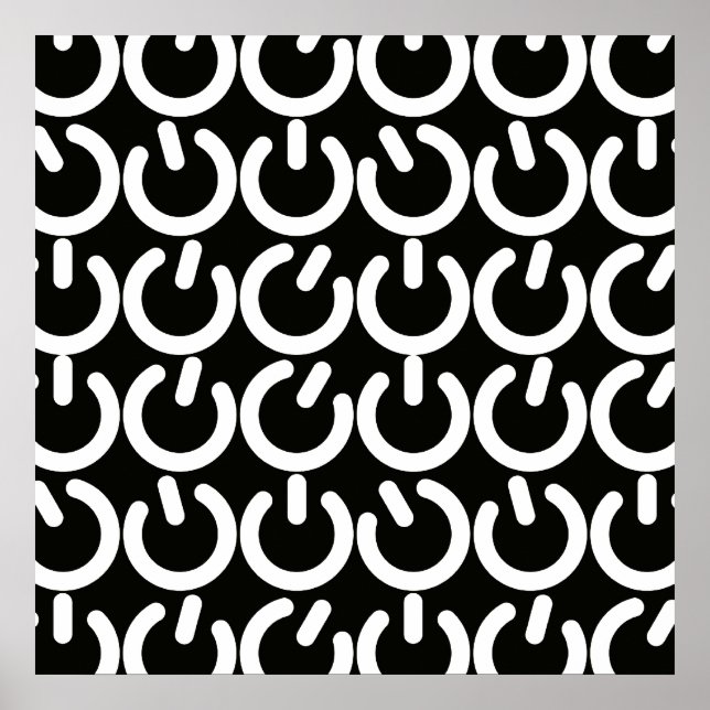 Póster Patrón de símbolos de potencia en blanco y negro (Frente)