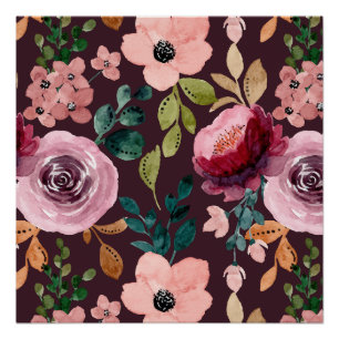 Póster Patrón de superficie floral-Moda Color de agua col