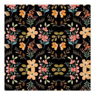 Póster Patrón de superficie floral - Primavera de acuarel