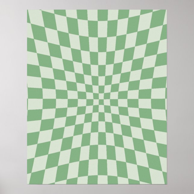 Póster Patrón de tablero de cheques distorsionado verde (Frente)