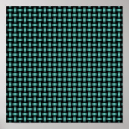 Póster Patrón de Tejido Negro Teal