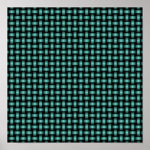 Póster Patrón de Tejido Negro Teal