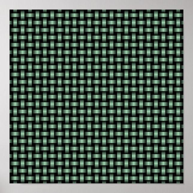 Póster Patrón de Tejido Verde Negro (Frente)